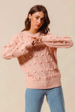 SO ME Pom Pom Textured Knit Sweater Top - Trendsi - Flyclothing LLC