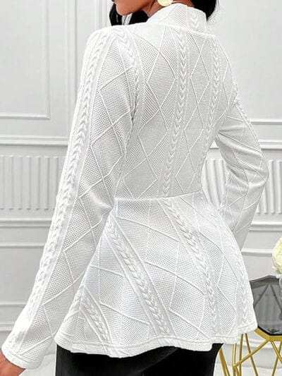 One Button Textured Peplum Cardigan - Trendsi - Flyclothing LLC