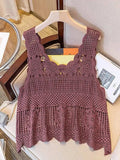 Openwork Scoop Neck Tank - Trendsi - Flyclothing LLC