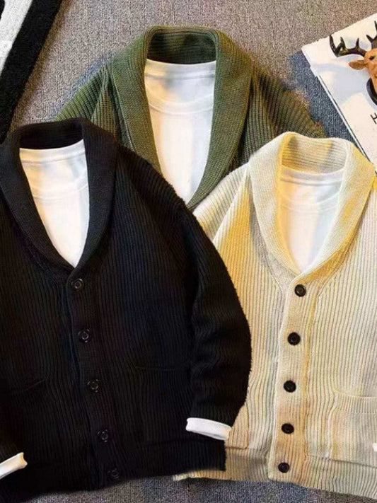 Men's Plus Size Button Down Long Sleeve Cardigan - Trendsi - Flyclothing LLC