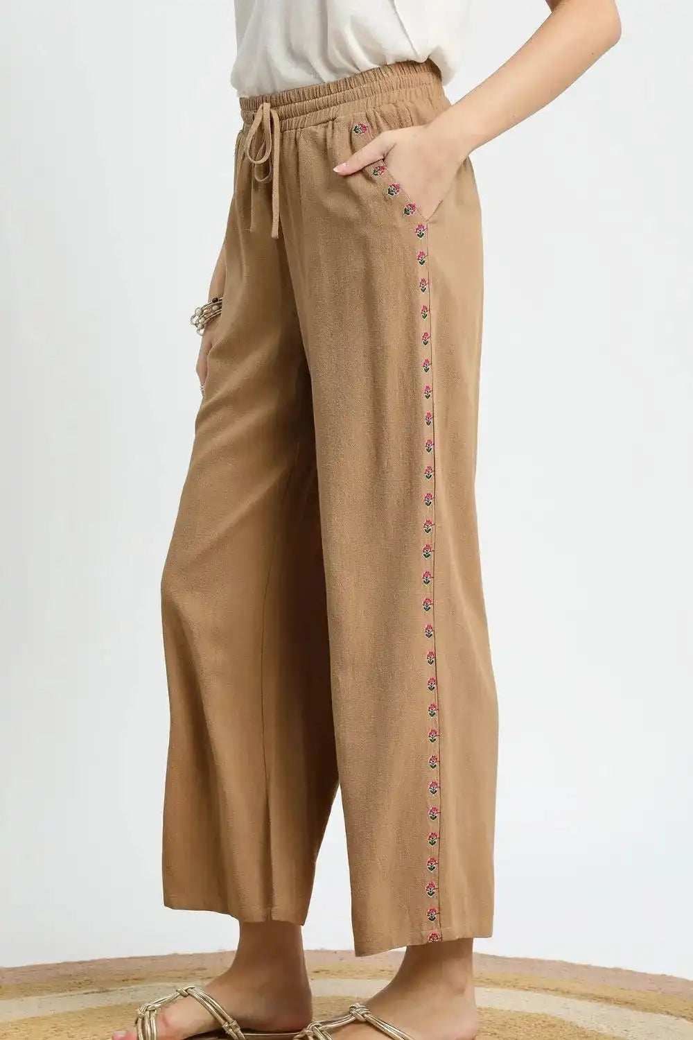 Umgee Wide Leg Drawstring Pants - Trendsi - Flyclothing LLC