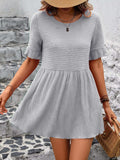 Round Neck Short Sleeve Blouse - Trendsi - Flyclothing LLC