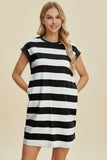 Basic Bae Full Size Striped Round Neck Cap Sleeve Mini Dress - ShopBasicbae - Flyclothing LLC
