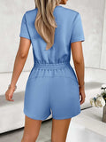 Tied Round Neck Short Sleeve Romper - Trendsi - Flyclothing LLC