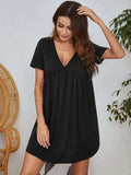 V-Neck Short Sleeve Lounge Dress - Trendsi - Flyclothing LLC