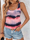 Tie-Dye Scoop Neck Wide Strap Tank - Trendsi - Flyclothing LLC