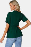 Tied Round Neck Short Sleeve Blouse - Trendsi - Flyclothing LLC