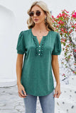 Frill Notched Short Sleeve Blouse - Trendsi - Flyclothing LLC