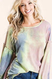 BiBi Tie Dye French Terry Sweatshirt With Bubble Sleeves - Trendsi - Flyclothing LLC