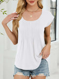 Pleated Front Scoop Neck T-Shirt - Trendsi - Flyclothing LLC