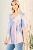 Heimish Full Size Crisscross Tie Dye Babydoll Top Plus Size - Trendsi - Flyclothing LLC