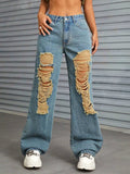 Distressed Wide Leg Jeans with Pockets - Trendsi - Flyclothing LLC
