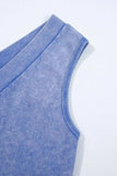 Mineral Wash Pocketed Sleeveless V Neck Loose Romper - Trendsi - Flyclothing LLC