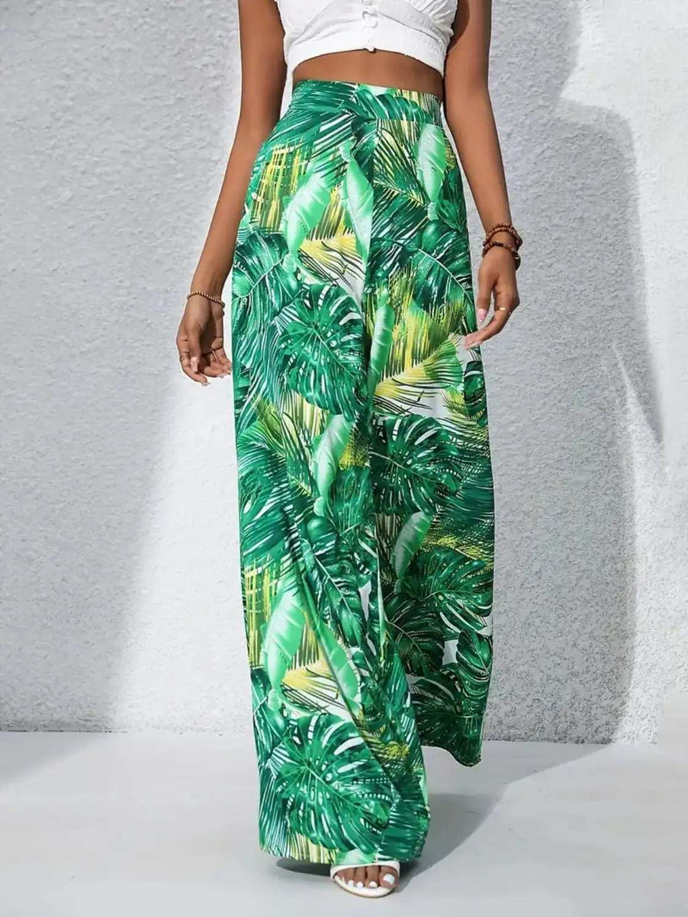 Printed High Waist Wide Leg Pants - Trendsi - Flyclothing LLC