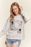 ADORA Rhinestone Accent Casual Sweatshirt - Trendsi - Flyclothing LLC