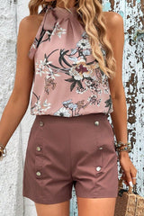 Mock Neck Top and Shorts Set