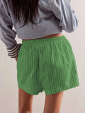 Striped Elastic Waist Shorts - Trendsi - Flyclothing LLC