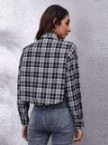 Button Down Printed Cropped Jacket - Trendsi - Flyclothing LLC