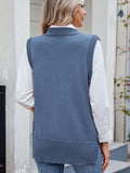 Buttoned Round Neck Sweater Vest - Trendsi - Flyclothing LLC