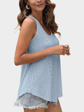 Florira Eyelet Round Neck Tank - Trendsi - Flyclothing LLC