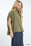 Umgee Textured Mock Neck Relaxed Top - Trendsi - Flyclothing LLC