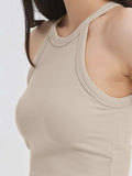 Ribbed Grecian Neck Cropped Tank with Chest Pads - Trendsi - Flyclothing LLC