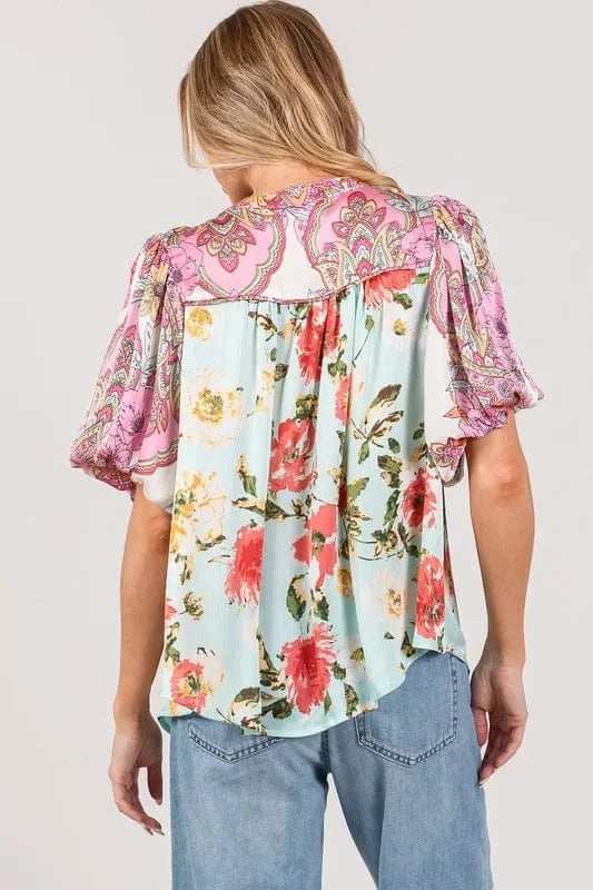 SAGE+FIG Plus Size Floral Mineral Wash French Terry Button Up Shirt - Trendsi - Flyclothing LLC