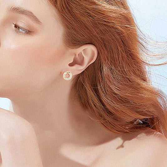 925 Sterling Silver Inlaid Moissanite Stud Earrings - Trendsi - Flyclothing LLC