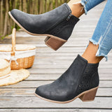Round Toe Block Heels Boots - Trendsi - Flyclothing LLC