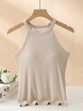 Grecian Neck Tank With Chest Pads - Trendsi - Flyclothing LLC