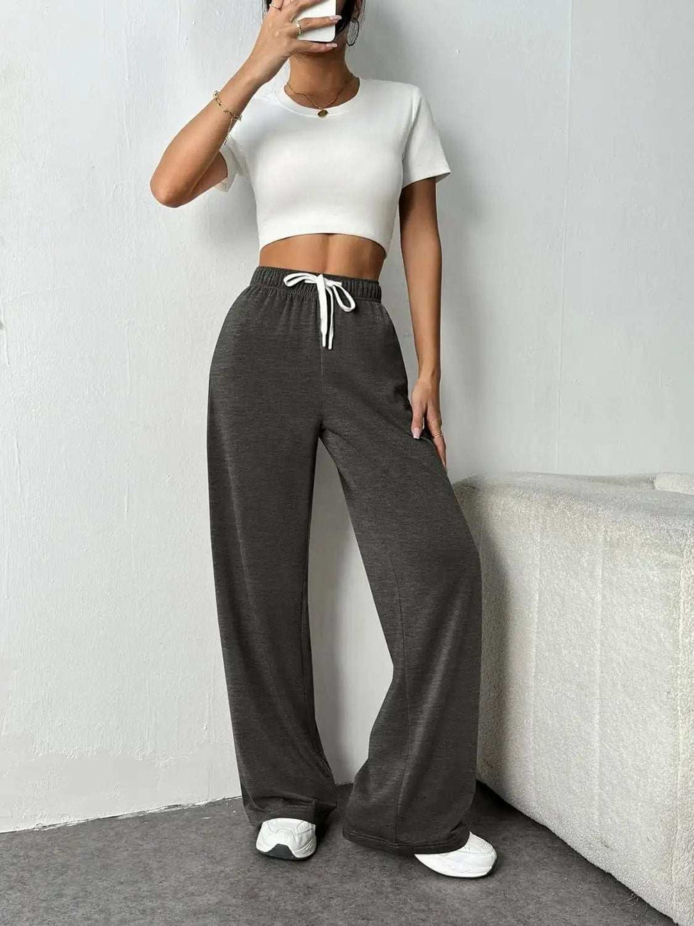 Drawstring Wide Leg Pants with Pockets - Trendsi - Flyclothing LLC