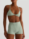 Seamless Bra and High Waist Shorts Active Set - Trendsi - Flyclothing LLC