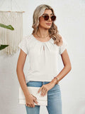 Lace Detail Round Neck Short Sleeve T-Shirt - Trendsi - Flyclothing LLC