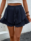 Tied Layered High Waist Shorts - Trendsi - Flyclothing LLC