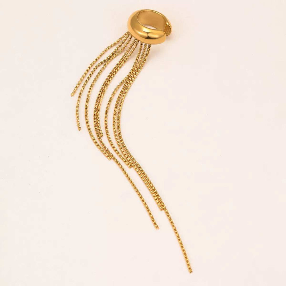 18K Gold-Plated Tassel Ear Cuff Earrings - Trendsi - Flyclothing LLC