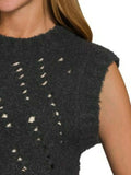 Zenana Openwork Textured Wool Sweater Vest - Trendsi - Flyclothing LLC