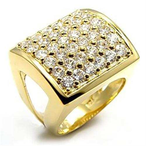 7X003 - Gold Brass Ring with AAA Grade CZ in Clear - Alamode - Flyclothing LLC
