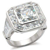 7X063 - Rhodium Brass Ring with AAA Grade CZ in Clear - Alamode - Flyclothing LLC