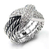 7X074 - Rhodium Brass Ring with AAA Grade CZ in Clear - Alamode - Flyclothing LLC