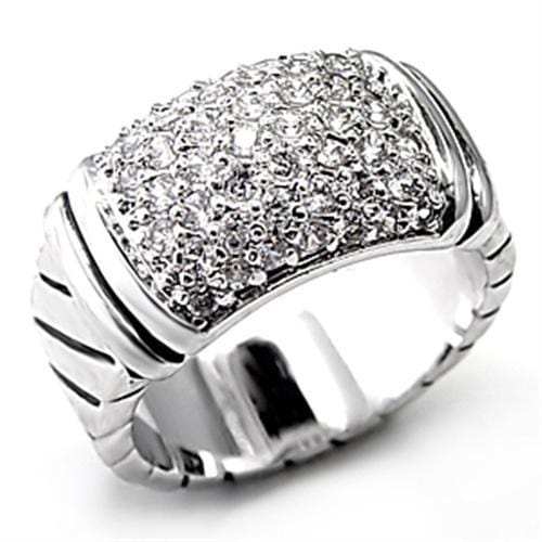 7X080 - Rhodium Brass Ring with AAA Grade CZ in Clear - Alamode - Flyclothing LLC