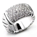 7X080 - Rhodium Brass Ring with AAA Grade CZ in Clear - Alamode - Flyclothing LLC
