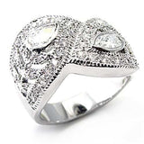 7X083 - Rhodium Brass Ring with AAA Grade CZ in Clear - Alamode - Flyclothing LLC