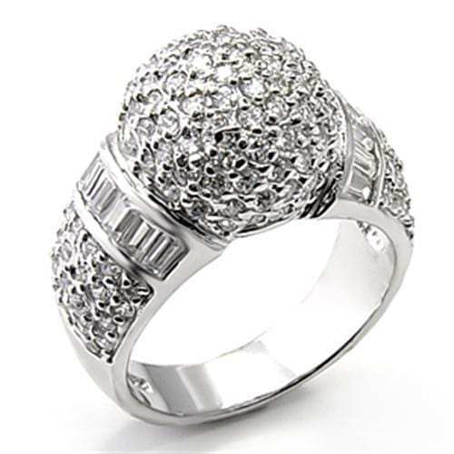 7X166 - Rhodium 925 Sterling Silver Ring with AAA Grade CZ in Clear - Alamode - Flyclothing LLC