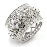 7X182 - Rhodium 925 Sterling Silver Ring with AAA Grade CZ in Clear - Alamode - Flyclothing LLC