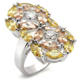 7X190 - Rhodium 925 Sterling Silver Ring with AAA Grade CZ in Multi Color - Alamode - Flyclothing LLC