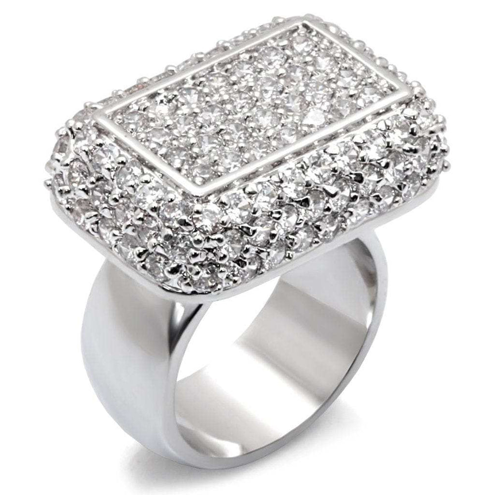 7X196 - Rhodium 925 Sterling Silver Ring with AAA Grade CZ in Clear - Alamode - Flyclothing LLC