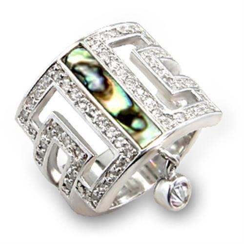 7X240 - Rhodium 925 Sterling Silver Ring with Precious Stone Conch in Montana - Alamode - Flyclothing LLC