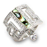 7X240 - Rhodium 925 Sterling Silver Ring with Precious Stone Conch in Montana - Alamode - Flyclothing LLC