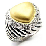 7X246 - Matte Gold & Rhodium 925 Sterling Silver Ring with AAA Grade CZ in Clear - Alamode - Flyclothing LLC