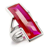 7X248 - Rhodium 925 Sterling Silver Ring with Synthetic Garnet in Ruby - Alamode - Flyclothing LLC